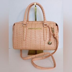 Brahmin Gemma Crocodile Embossed Leather Crossbody Satchel Purse, Mai Tai